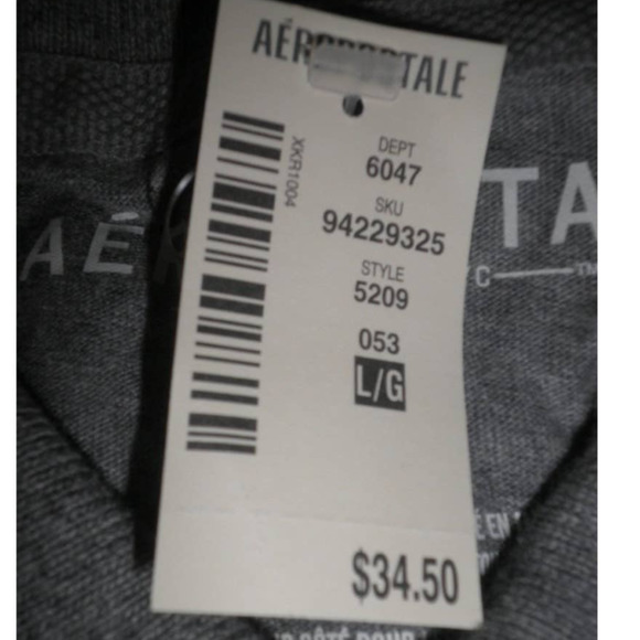 Men's Large Aeropostale Polo Shirt, Gray, 100% Cotton- Large Graphic Logo - Picture 3 of 4